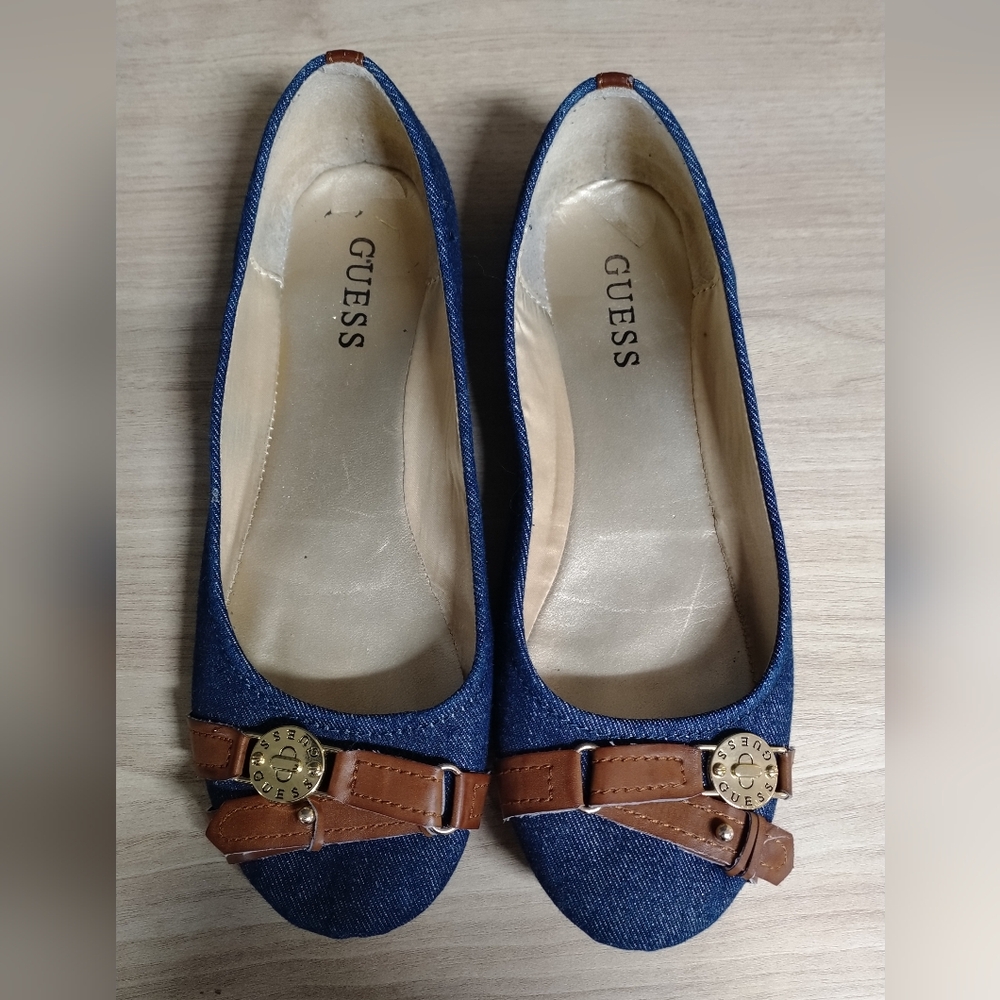 Guess Women's Denim and Tan Flats